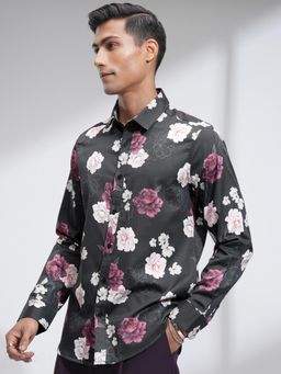 LOCOMOTIVE - Men Black Floral Casual Shirt