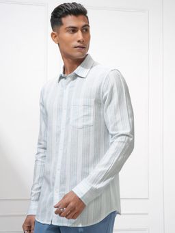 LOCOMOTIVE - Men Blue Stripes Casual Shirt