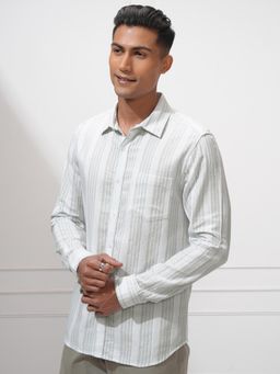 LOCOMOTIVE - Men Green Stripes Casual Shirt