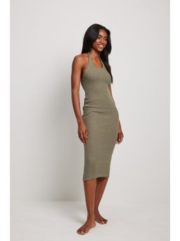 NA-KD - Halter Neck Midi Dress-olive