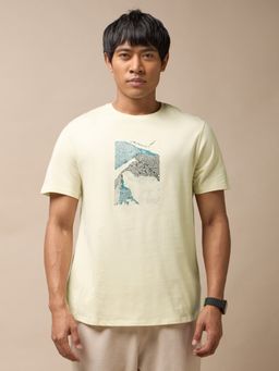 CULT - Gravel Print Yoga Mens Yellow T-Shirt