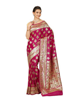 Banarasi Silk Works - Women Pink Katan Banarasi Paithani Saree with Unstitched Blouse