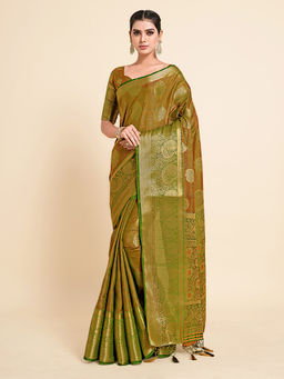 Mimosa - Women'S Kanjivaram Art Silk Saree With Unstiched Blouse