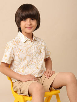 U.S. POLO ASSN. - Boys Yellow Abstract Printed Pure Cotton Shirt