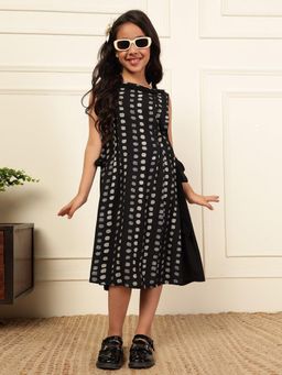 Bugandbees - Girls Navy Blue Rayon Sleeveless Dress