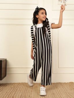 Bugandbees - Girls Black Rayon Sleeveless Jumpsuit