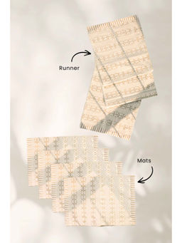 Freedom Tree - Geo Lunar Gold Cotton Table Mats & Runner (Set Of 5)