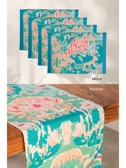 Freedom Tree - Rorschach Emerald Green Cotton Table Mats & Runner (Set Of 5)