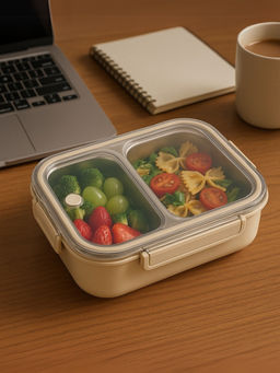 YELONA - Beige Lunch Box 1000Ml With 2 Compartments