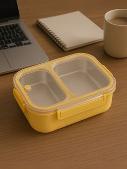 YELONA - Yellow Lunch Box 1000Ml With 2 Compartments