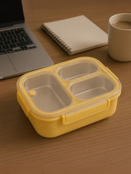 YELONA - Yellow Lunch Box 850Ml With 3 Compartments
