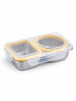 YELONA - 2 Grid Stainless Steel Lunch Box - Yellow