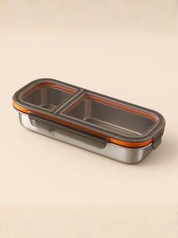 YELONA - 2 Compartment Leak Proof Divided Lunch Box (Natural Black Lid)