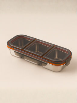 YELONA - 3 Compartment Leak Proof Divided Lunch Box (Natural Black Lid)