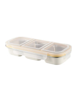 YELONA - 3 Compartment Leak Proof Divided Lunch Box (White)