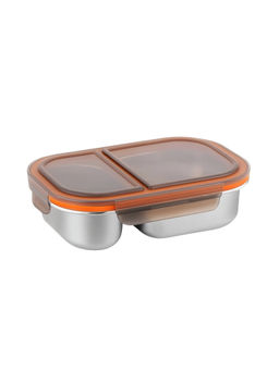 YELONA - 2 Grid Stainless Steel Lunch Box 800Ml- Black Lid