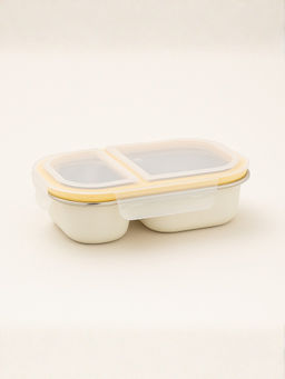YELONA - 2 Grid Stainless Steel Lunch Box 800Ml-White
