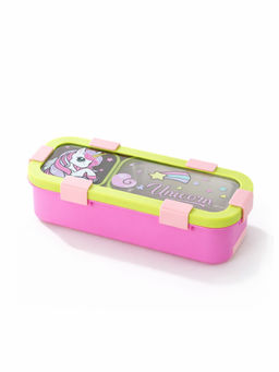 YELONA - Kids Printed Stainless Steel 2 Compartments-Pink