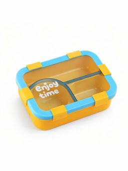 YELONA - Plastic 3 Compartments Lunch Box Yellow