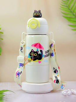Little Surprise Box - Black Cat Bottom Lid Stainless Steel Water Bottle 480Ml