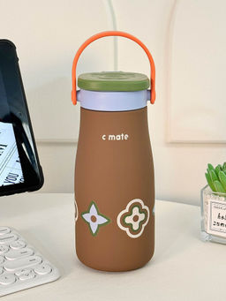 Little Surprise Box - Brown Green Lid Thermos Bottle With Detachable Filter 600Ml