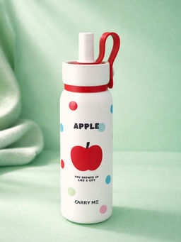 Little Surprise Box - Red Apple Straw Series Stainless Steel Water Bottle For Kids,700 Ml