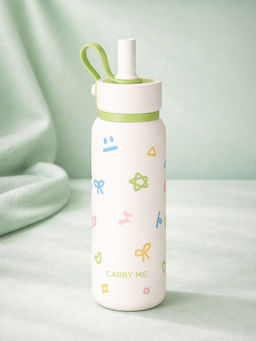 Little Surprise Box - Green Bow & Star Straw Series Stainless Steel Water Bottle For Kids,700 Ml