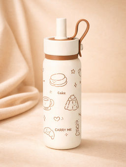 Little Surprise Box - Brown Straw Series Stainless Steel Water Bottle For Kids,700 Ml