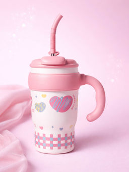 Little Surprise Box - Pink Hearts bubble Lid Stainless Steel Kids Tumbler Water Bottle 680Ml