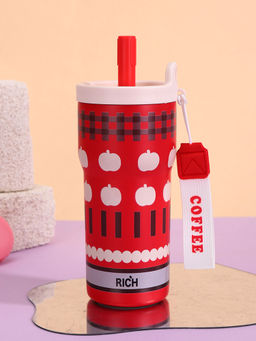 Little Surprise Box - Red Checks Apple Rich Series stainless Steel Tumbler And Water Bottle 560 Ml