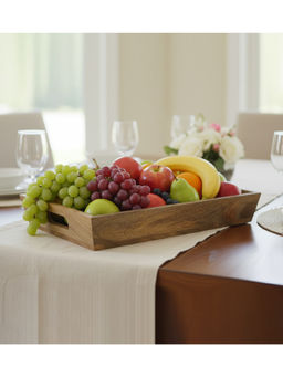 Metalsmith - Oval Solid Wood Serving Tray With Handles