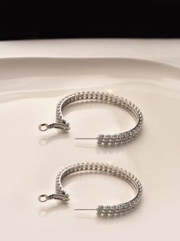 Peach Tassels - White Hoop Earrings Stylish Stones Earrings