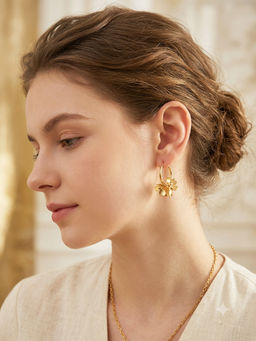 Peach Tassels - Golden Floral Hoop Earrings Stylish Hoop Earrings
