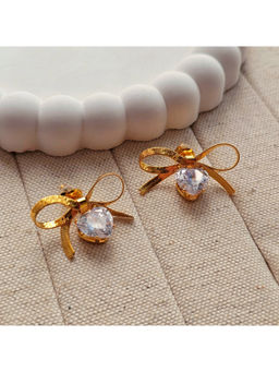 TAAHIRA JEWELLERY - 18K Gold Plated Bow Heart Statement Earrings Anti-Tarnish and Waterproof