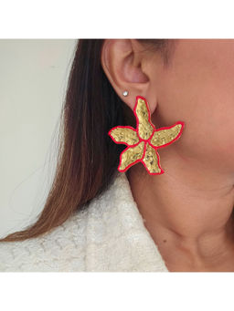 TAAHIRA JEWELLERY - 18K Gold Plated Starfish Red Earrings Anti-Tarnish and Waterproof