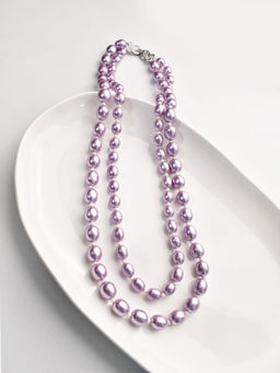 Peach Tassels - Stylish Purple Beads Necklace Two Line Beads Necklace