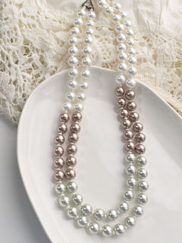 Peach Tassels - Ombre Elegance Two-Line Pearl Necklace Two Line Beads Necklace