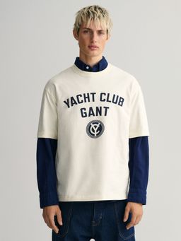 GANT - Men Cream Graphic Yacht T-Shirt Round Neck