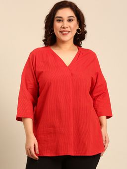 THE PINK MOON - Red Orange Stripe Top
