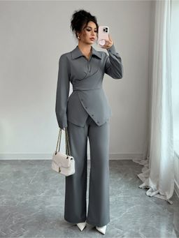 Outzidr - Grey Full Sleeve Wrap Co-Ord Set
