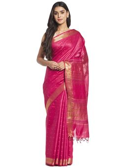 Fabindia - Magenta Butti Silk Blend Sari