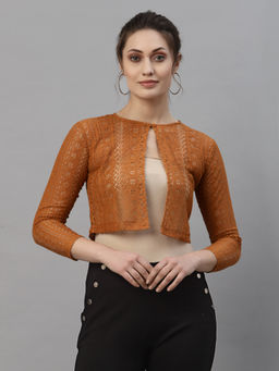 Style Quotient - Women Brown Self Design Shrug