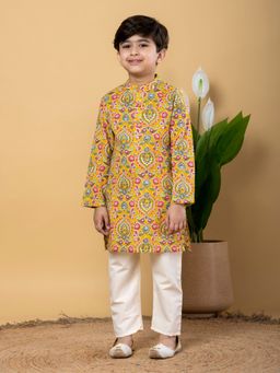 Readiprint - Boys Cotton Fabric Yellow Kurta and Pant (Set of 2)