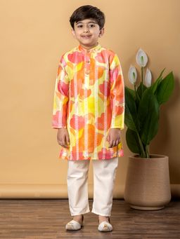 Readiprint - Boys Chanderi Silk Fabric Yellow Kurta and Pant (Set of 2)