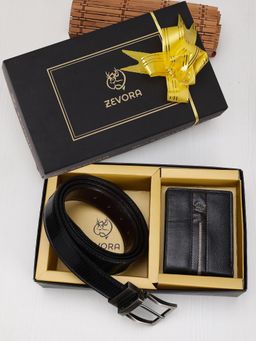 ZEVORA - Men Reversible Black Belt & Wallet