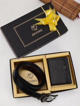 ZEVORA - Men Reversible Black Belt & Wallet