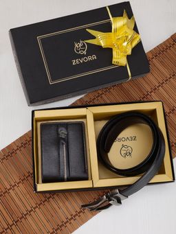 ZEVORA - Men Reversible Black Belt & Wallet