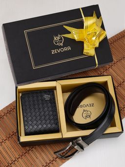 ZEVORA - Men Reversible Black Belt & Wallet