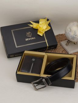 ZEVORA - Men Reversible Black Belt & Wallet