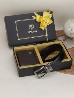 ZEVORA - Men Reversible Black Belt & Wallet